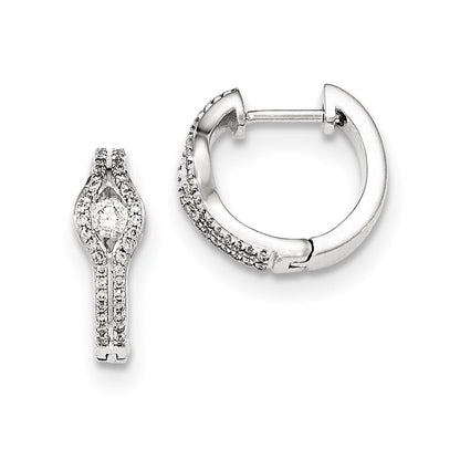 14K Weißgold Diamant-Creolen mit Klappscharnier, poliert, 0,17 ct