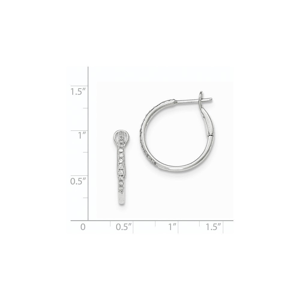14K Weißgold Creolen mit Klappscharnier und echten Diamanten