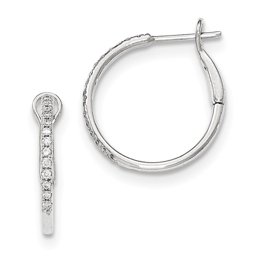 14K Weißgold Creolen mit Klappscharnier und echten Diamanten