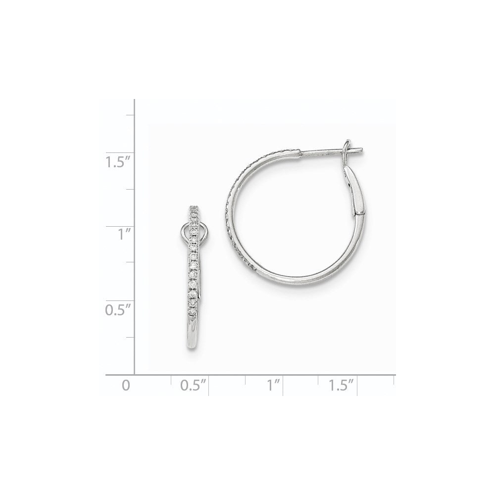 14K Weißgold Creolen mit Klappscharnier und echten Diamanten