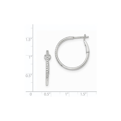14K Weißgold Creolen mit Klappscharnier und echten Diamanten