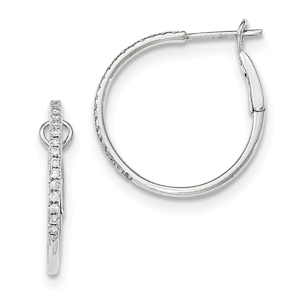 14K Weißgold Creolen mit Klappscharnier und echten Diamanten