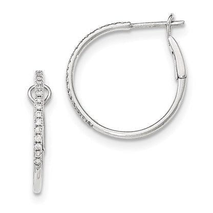 14K Weißgold Creolen mit Klappscharnier und echten Diamanten