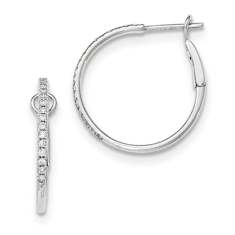 14K Weißgold Creolen mit Klappscharnier und echten Diamanten