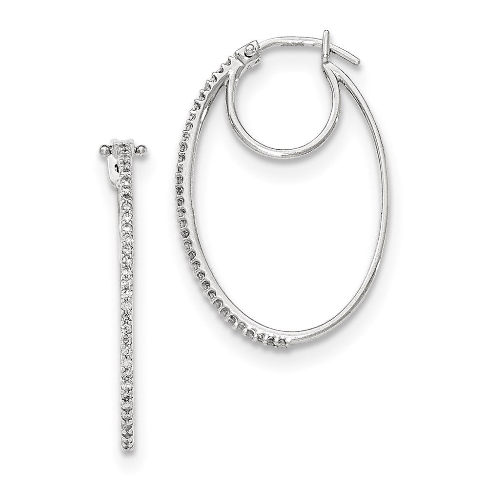 14K Weißgold Diamant Creolen mit Klappscharnier