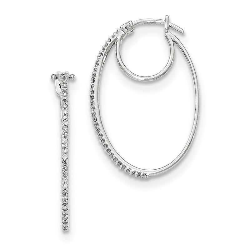 14K Weißgold Diamant Creolen mit Klappscharnier
