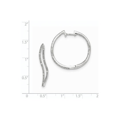 14K Weißgold Creolen mit echten Diamanten innen und außen, gedreht, rund, mit Klappscharnier