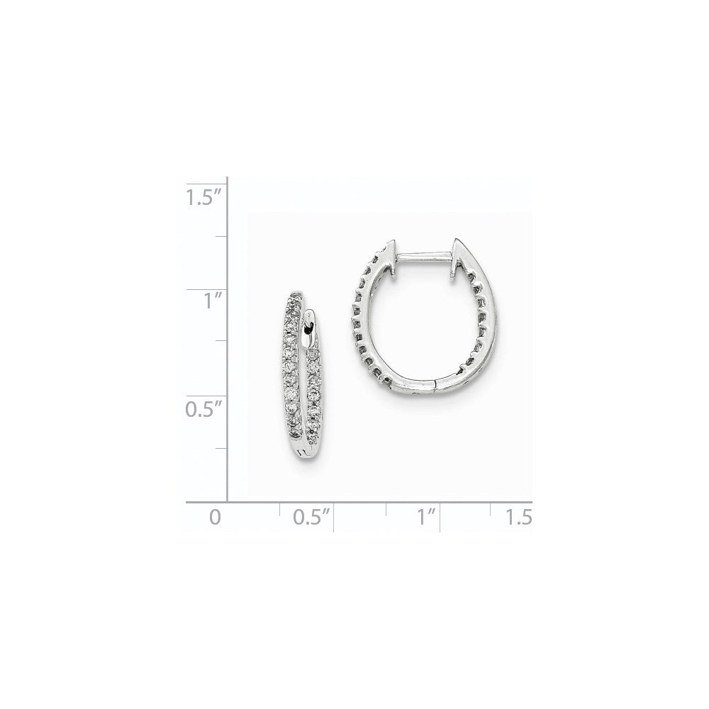 14K Weißgold Creolen mit echten Diamanten, innen und außen besetzt, mit Klappscharnier