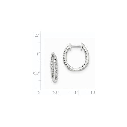 14K Weißgold Creolen mit echten Diamanten, innen und außen besetzt, mit Klappscharnier