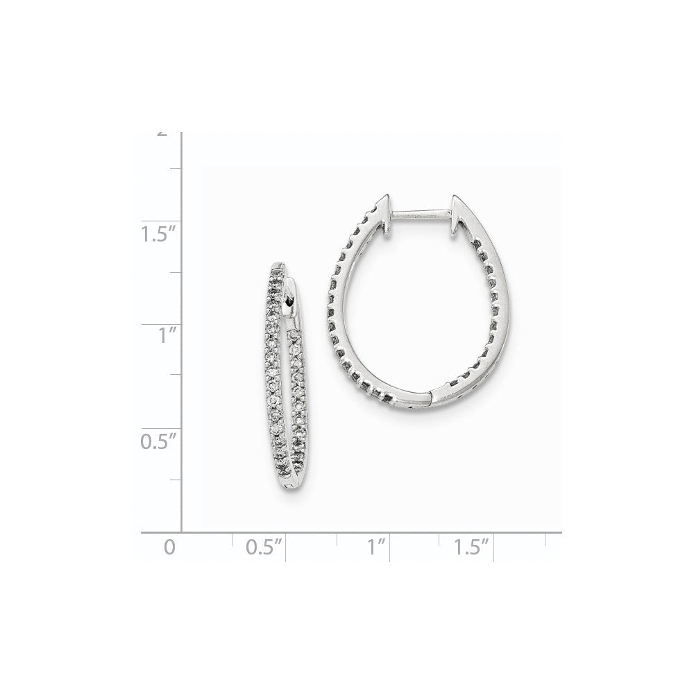 14K Weißgold Diamant-Creolen mit Klappscharnier, innen und außen besetzt