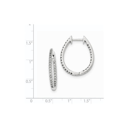14K Weißgold Diamant-Creolen mit Klappscharnier, innen und außen besetzt