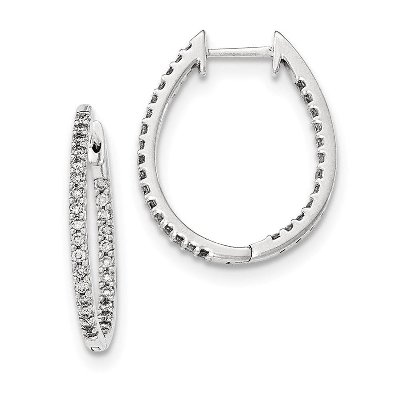 14K Weißgold Diamant-Creolen mit Klappscharnier, innen und außen besetzt