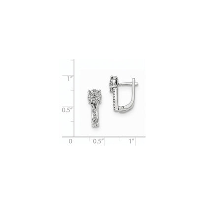 14K Weißgold Ohrringe mit echten Diamanten und Klappscharnier