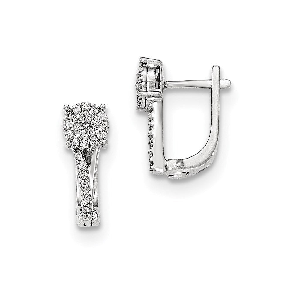 14K Weißgold Ohrringe mit echten Diamanten und Klappscharnier