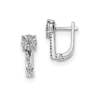 14K Weißgold Ohrringe mit echten Diamanten und Klappscharnier