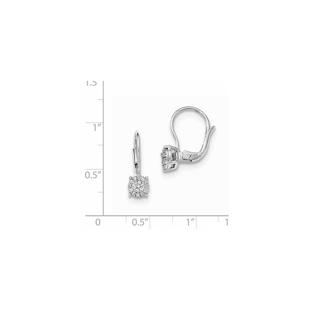 14K Weißgold Ohrringe mit echten Diamanten und Leverback-Verschluss