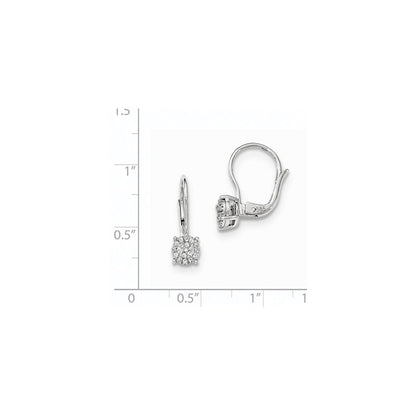 14K Weißgold Ohrringe mit echten Diamanten und Leverback-Verschluss