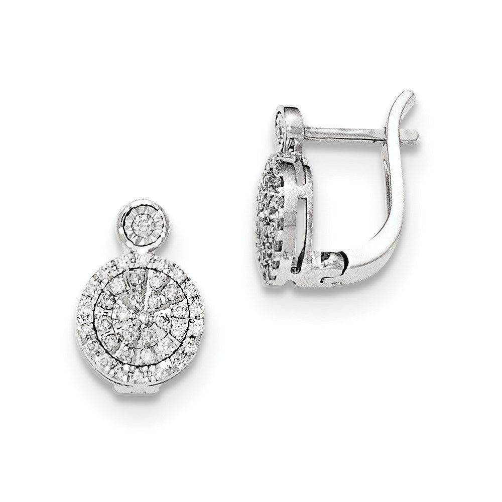 14K Weißgold Ohrringe mit echten Diamanten und Klappscharnier