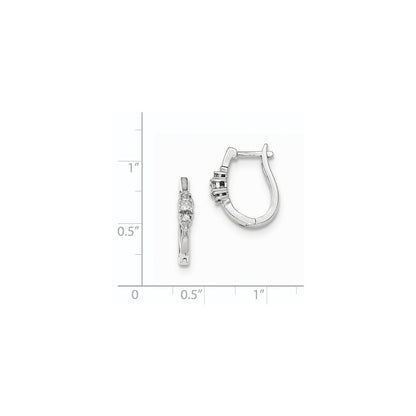 14K Weißgold Creolen mit Klappscharnier, Dreistein-Design, Princess-Schliff, echte Diamanten