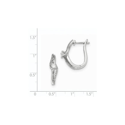 14K Weißgold Ohrringe mit Klappscharnier-Steckverschluss, poliert, mit echten Diamanten