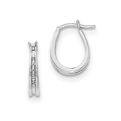 14K Weißgold Creolen mit echten Diamanten