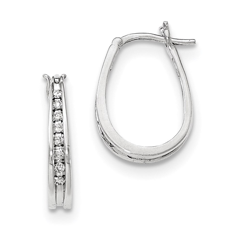 14K Weißgold Creolen mit echten Diamanten