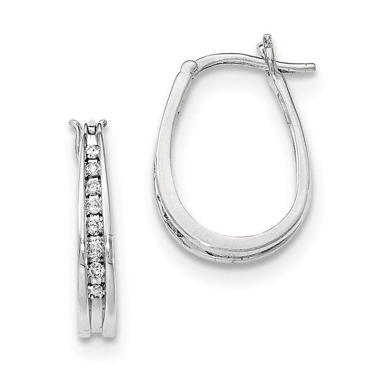 14K Weißgold Creolen mit echten Diamanten