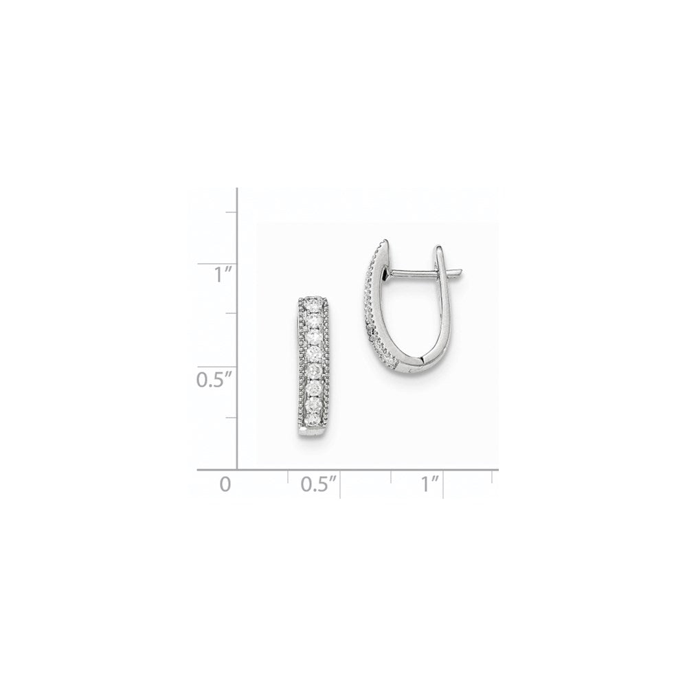 14K Weißgold Ohrringe mit echten Diamanten und Klappscharnier-Stecker