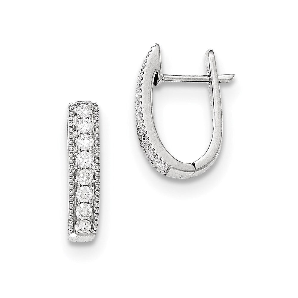 14K Weißgold Ohrringe mit echten Diamanten und Klappscharnier-Stecker