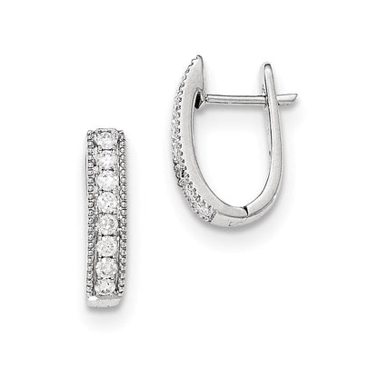 14K Weißgold Ohrringe mit echten Diamanten und Klappscharnier-Stecker