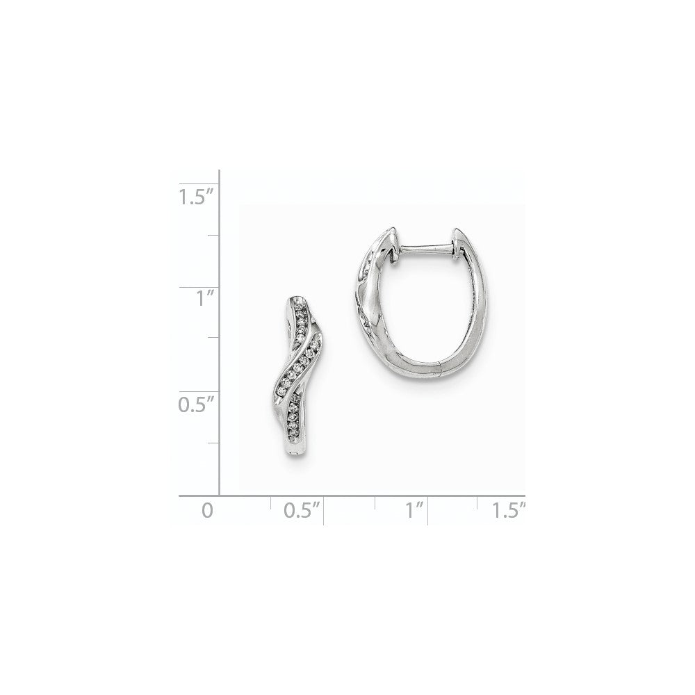 14K Weißgold Creolen mit echten Diamanten