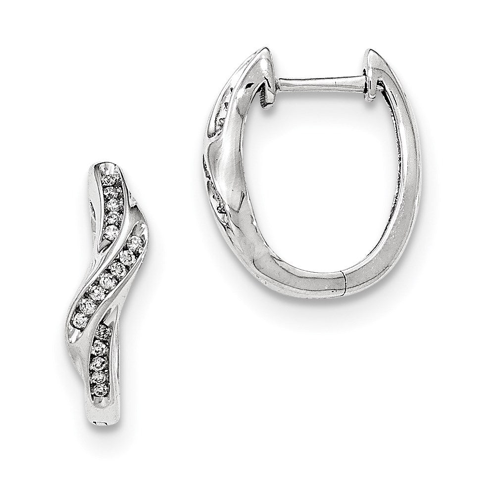 14K Weißgold Creolen mit echten Diamanten