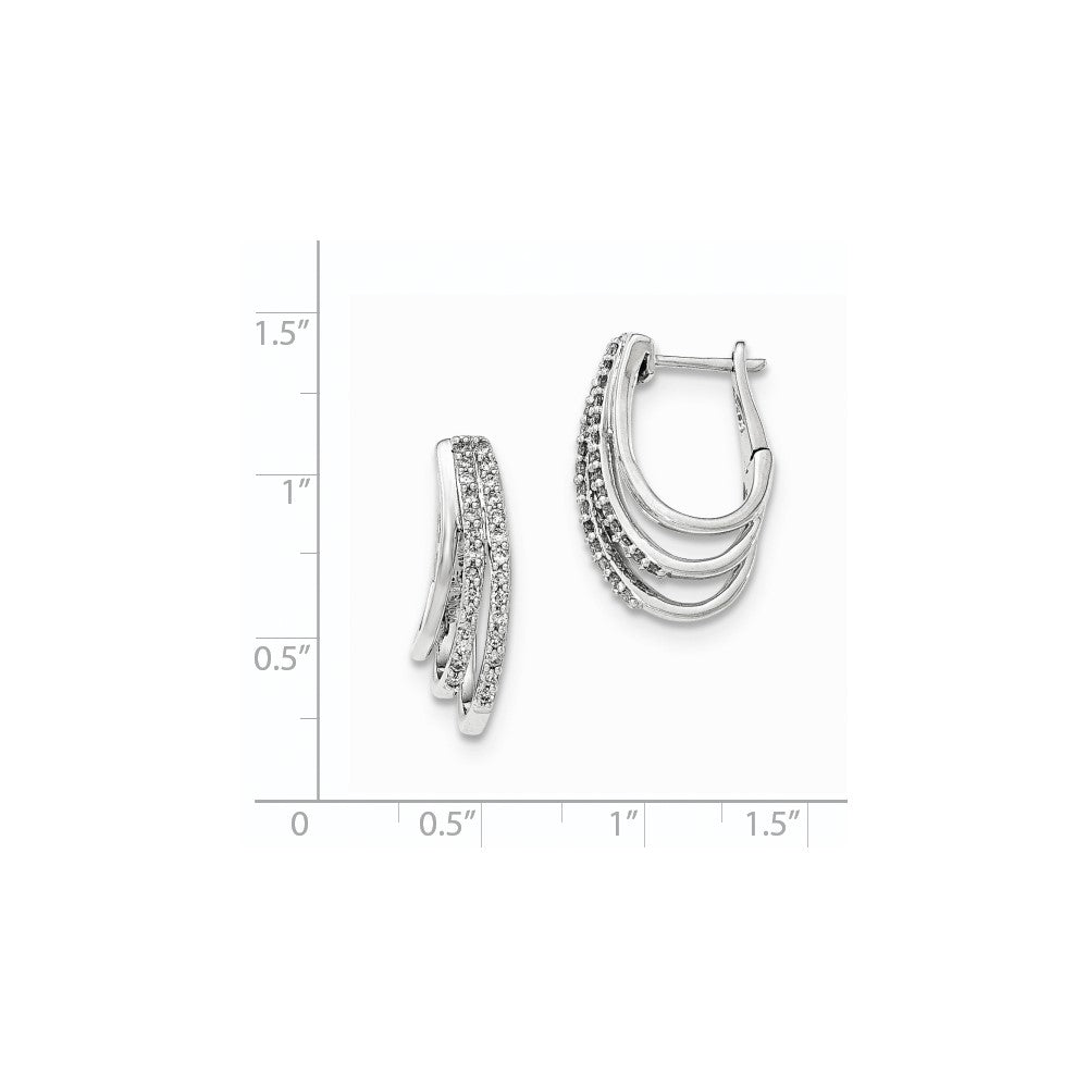 14K Weißgold Diamant-Creolen mit echten Diamanten