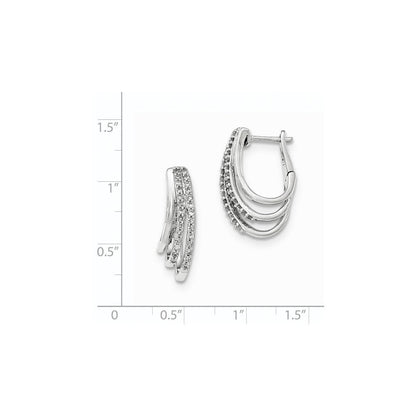14K Weißgold Diamant-Creolen mit echten Diamanten