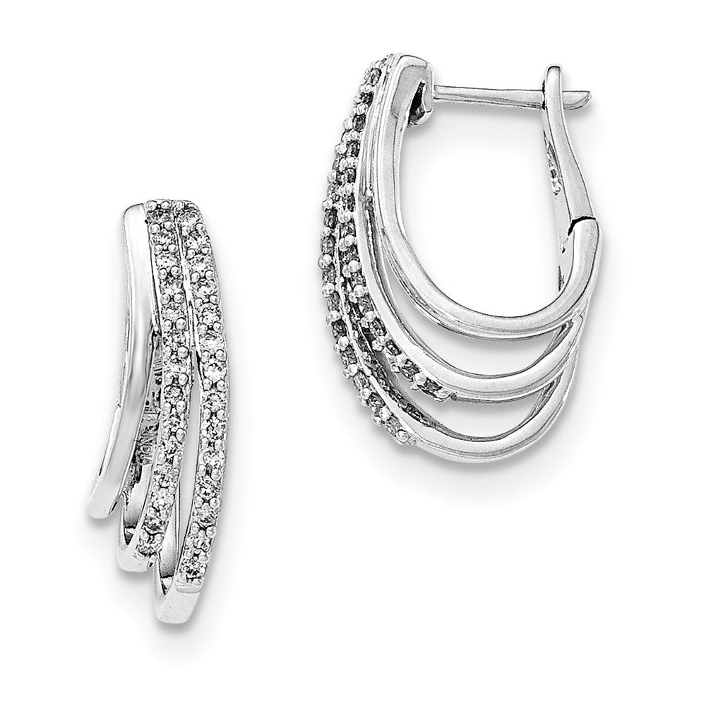 14K Weißgold Diamant-Creolen mit echten Diamanten