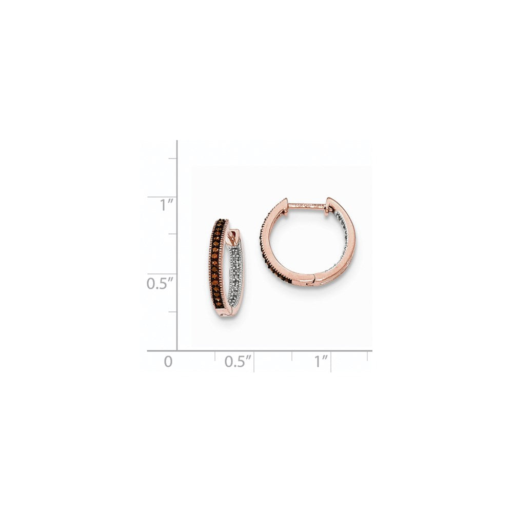 14K Roségold 2,3 mm In-&-Out-Creolen mit echten Diamanten und Scharnierverschluss