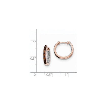 14K Roségold 2,3 mm In-&-Out-Creolen mit echten Diamanten und Scharnierverschluss