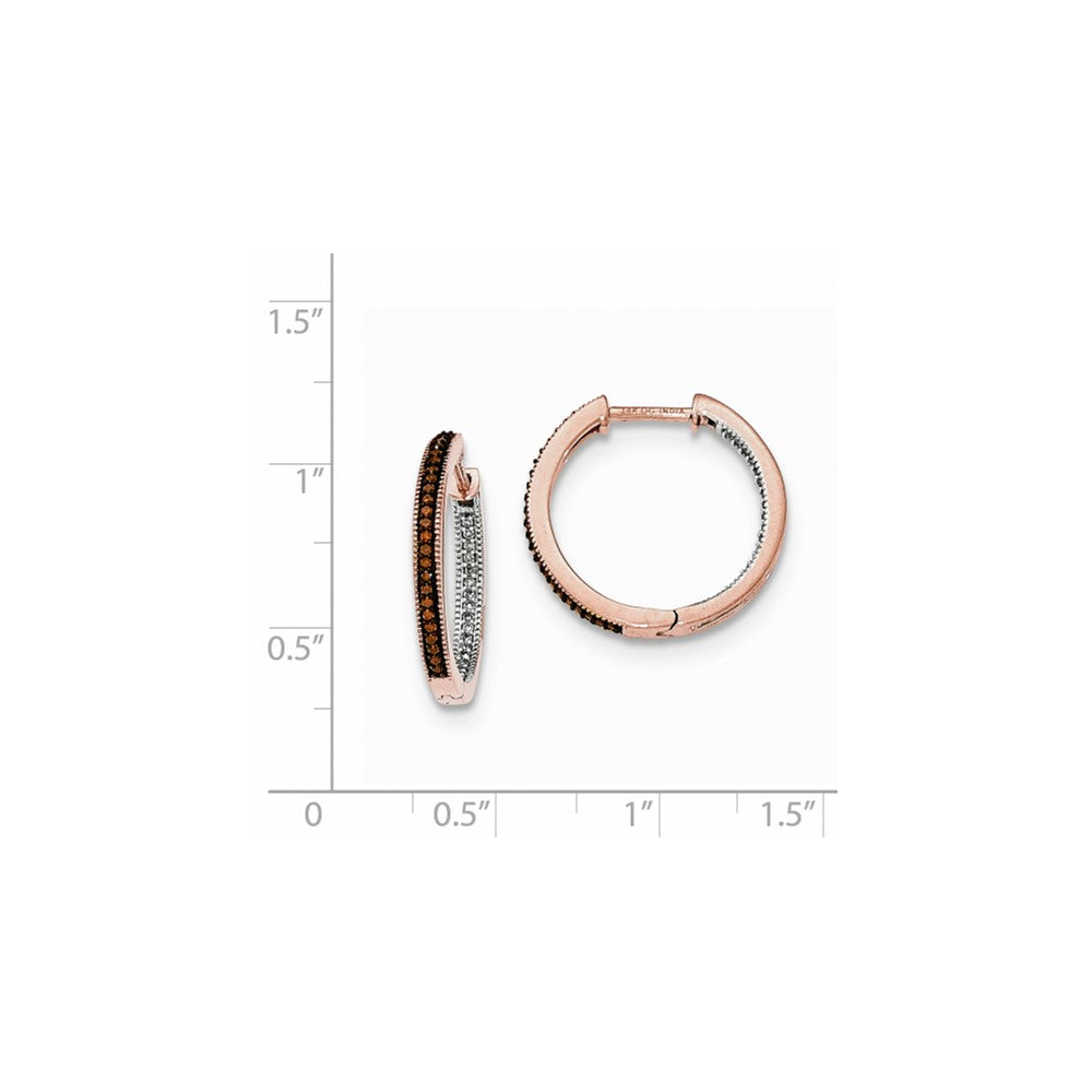 14K Roségold Diamant-Creolen (In/Out) mit 2,3 mm Kaffee/Weiß-Echtdiamanten