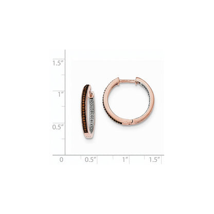 14K Roségold Diamant-Creolen (In/Out) mit 2,3 mm Kaffee/Weiß-Echtdiamanten