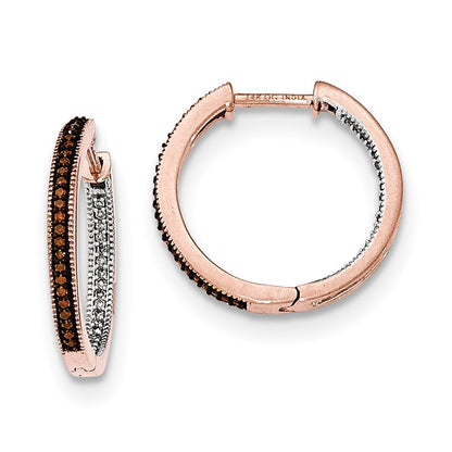 14K Roségold Diamant-Creolen (In/Out) mit 2,3 mm Kaffee/Weiß-Echtdiamanten