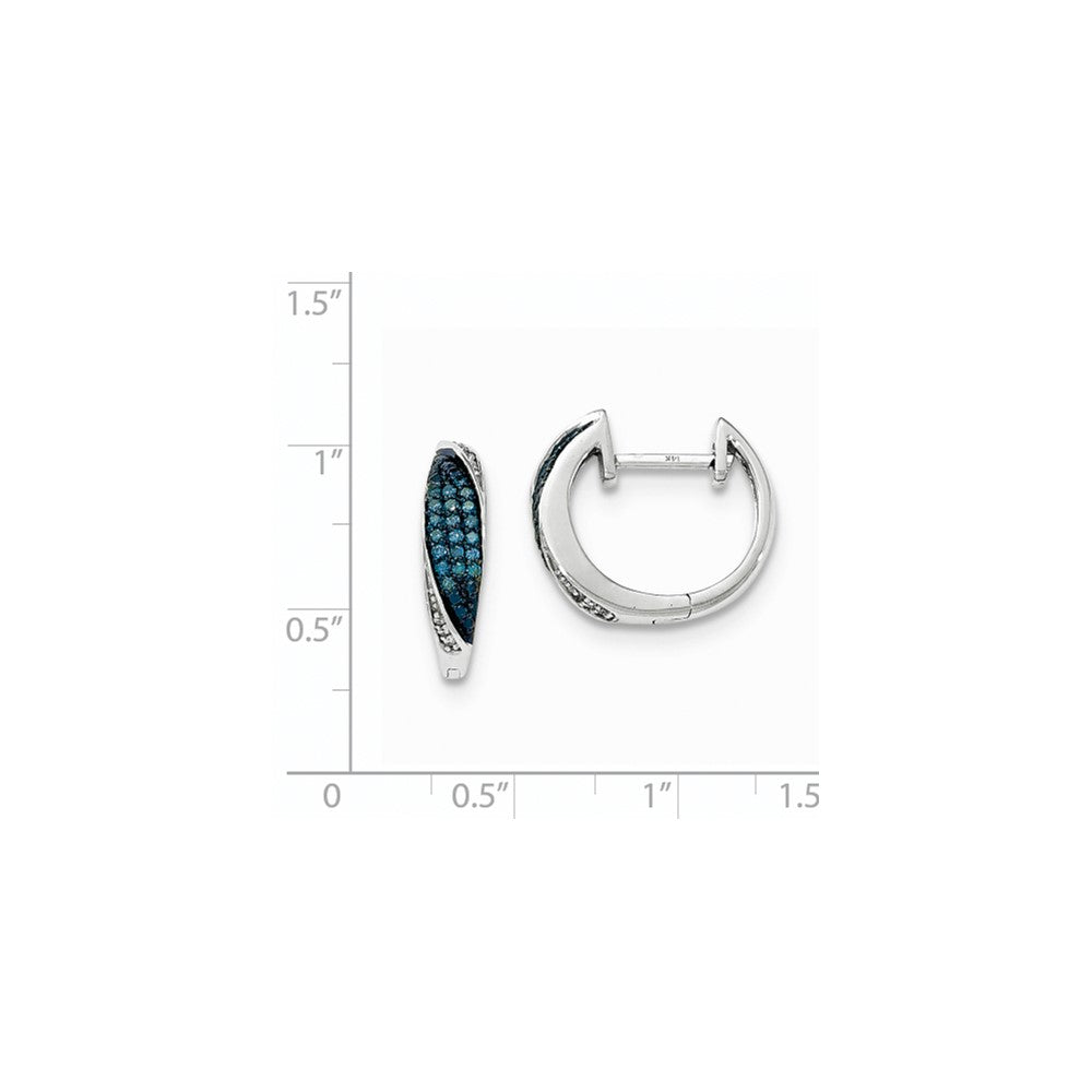 14K Weißgold Creolen mit blauen und weißen echten Diamanten