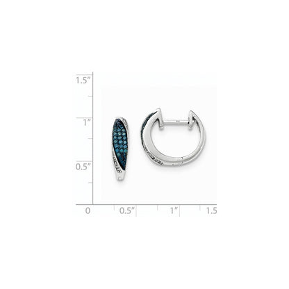 14K Weißgold Creolen mit blauen und weißen echten Diamanten