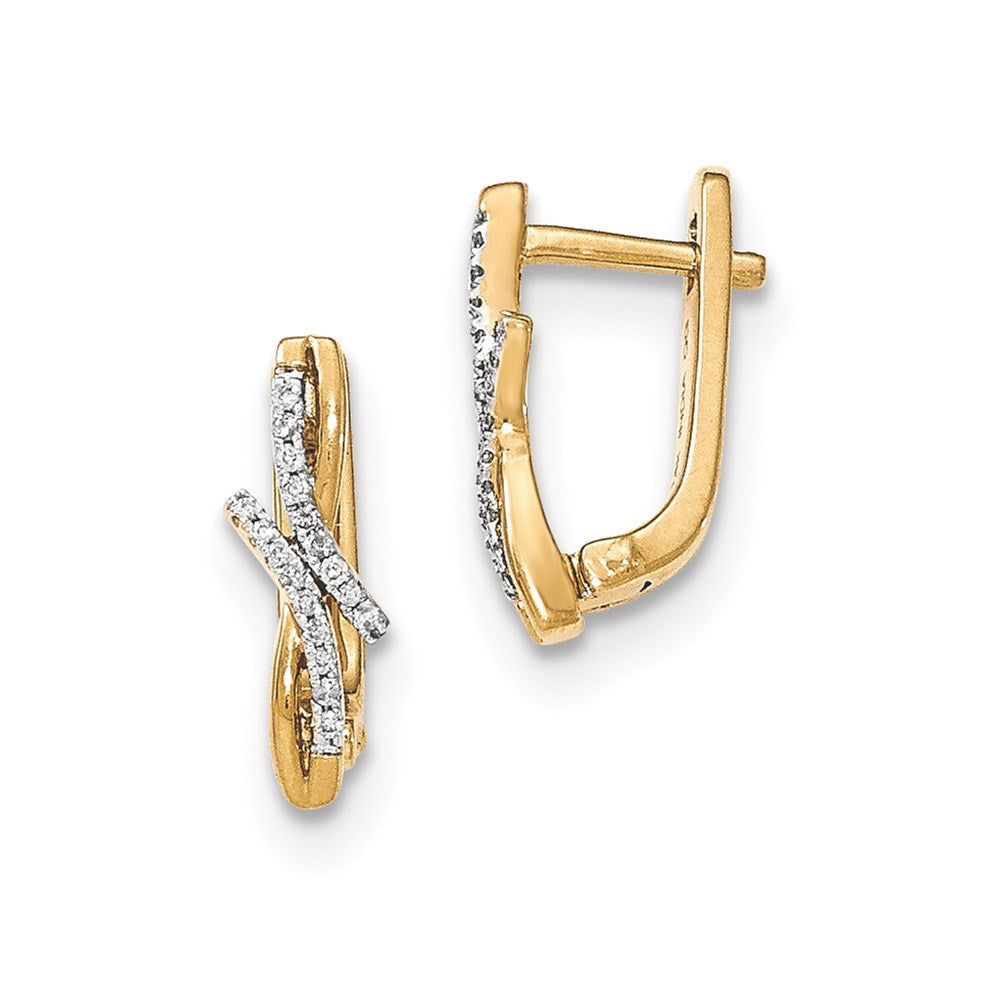 14K Gelbgold Ohrringe mit echten Diamanten, Klappmechanismus