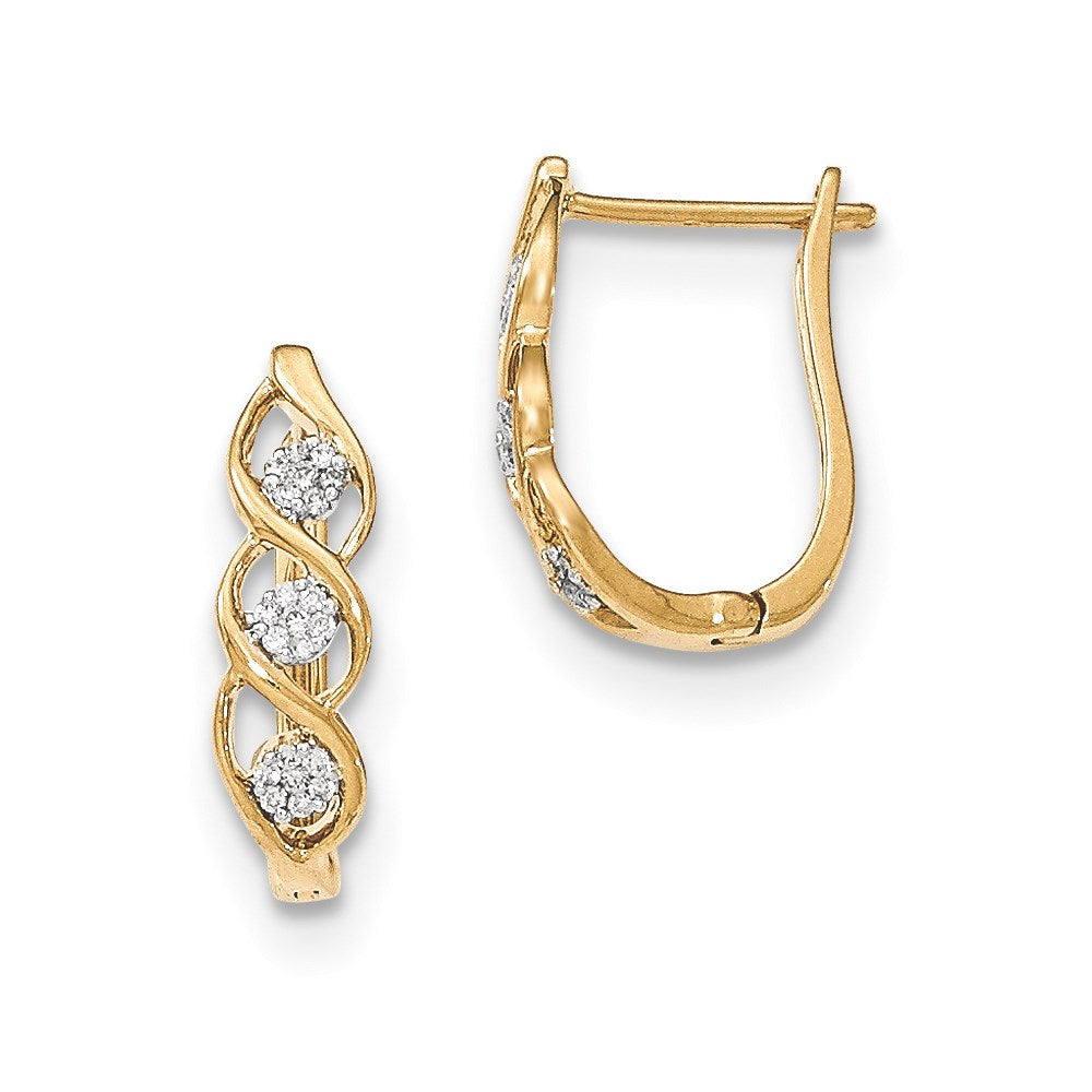 14K Gelbgold Ohrstecker mit echtem Diamant, poliert, mit Scharniermechanismus