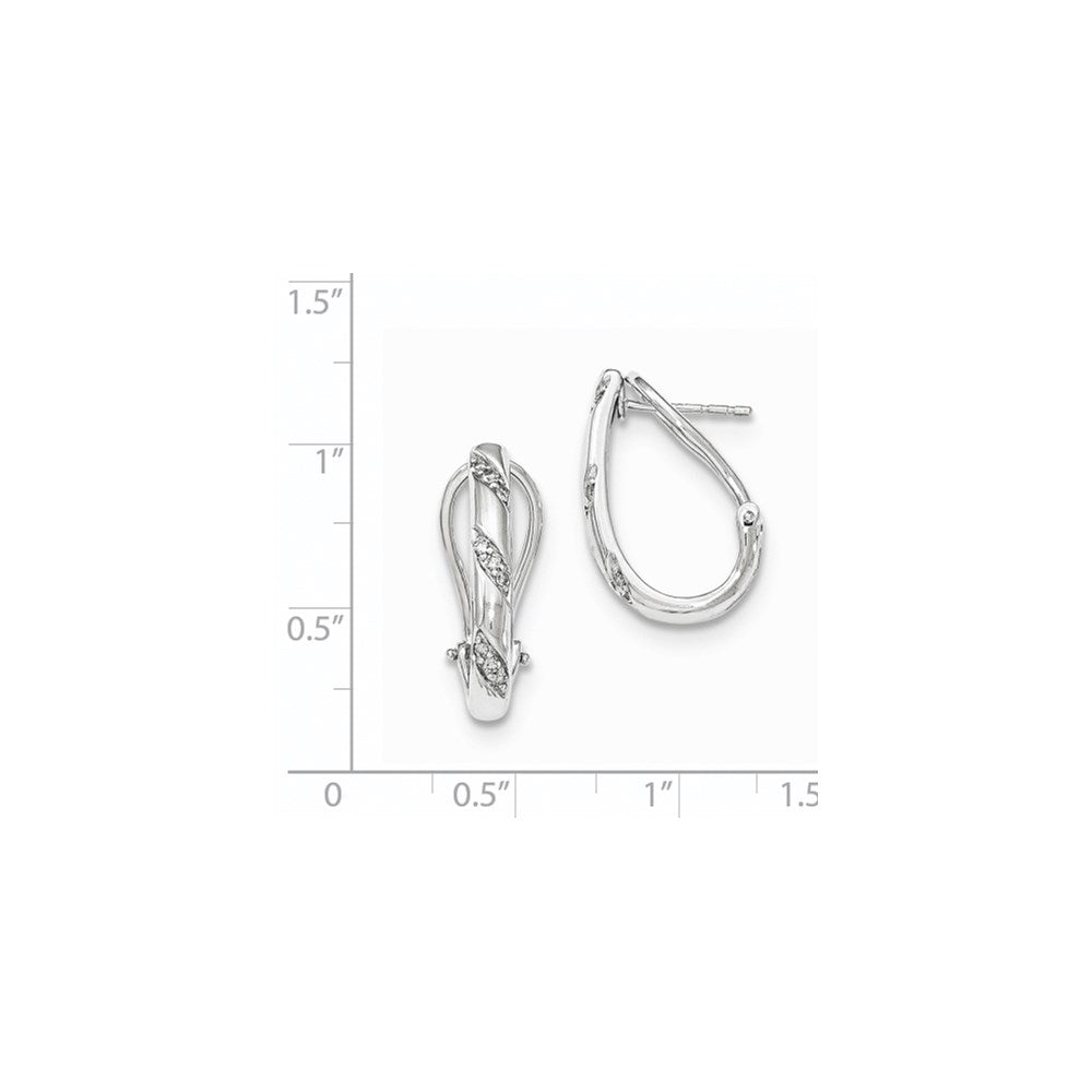 14K Weißgold Diamant-Ohrringe mit Omega-Verschluss
