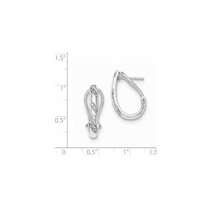 14K Weißgold Diamant-Ohrringe mit Omega-Verschluss