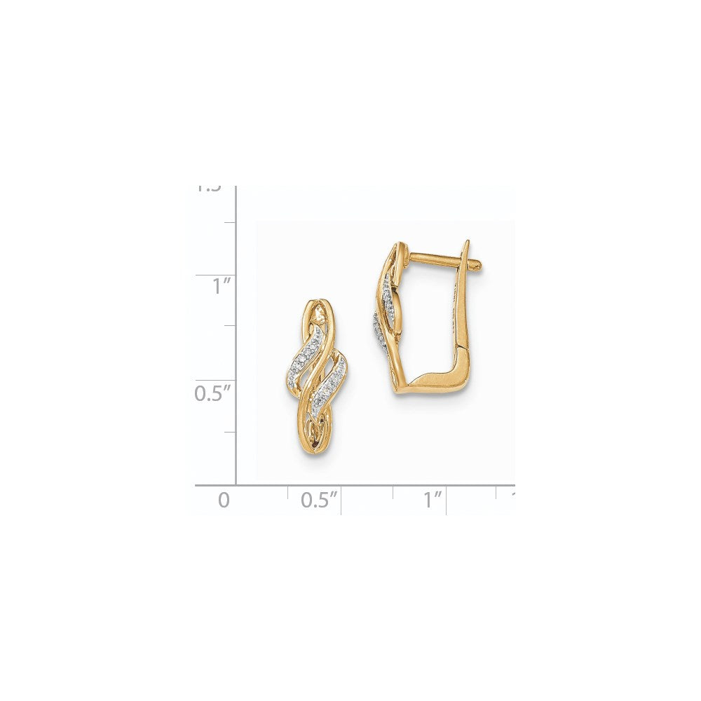 14K Gelbgold Creolen mit echten Diamanten und Scharnier