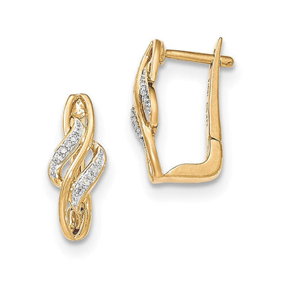 14K Gelbgold Creolen mit echten Diamanten und Scharnier