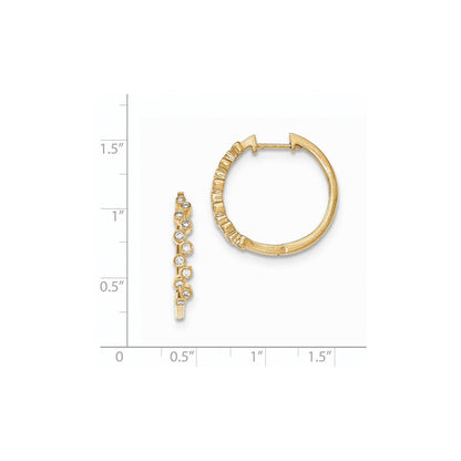 14K Gelbgold Creolen mit echten Diamanten und Klappscharnier
