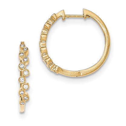 14K Gelbgold Creolen mit echten Diamanten und Klappscharnier